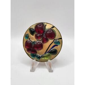 Vintage Enamel Art Brooch Abstract Floral Mid Century Style 2 Inch